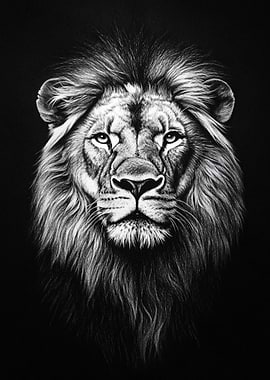 Lion Portrait in Black and White