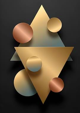 Geometric Gold and Copper Abstract Design