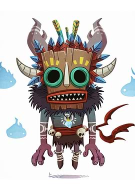 Cartoon Voodoo Character with Mask