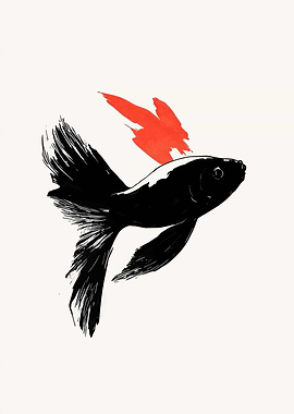 Black Fish with Red Accent