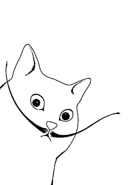 Cat with mustache line art