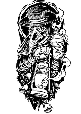 Plague Doctor with Lantern Illustration