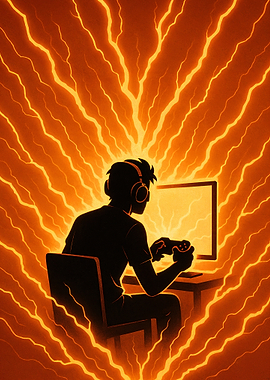 Intense Gaming Session with Electric Aura