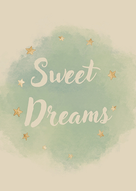 Sweet Dreams Watercolor Starry Art