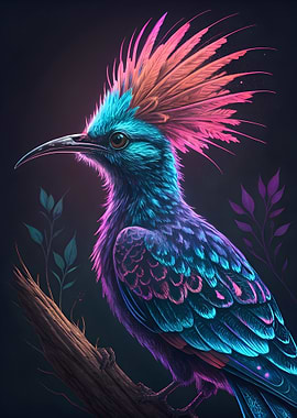 Neon Hoopoe on Branch