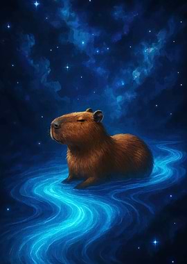 Capybara in a Cosmic River