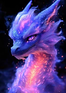 Blue and Purple Dragon Portrait