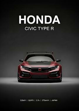 Honda Civic R Car Poster