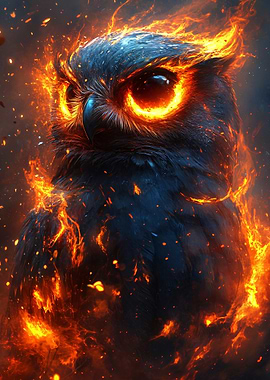 Fiery Owl Portrait