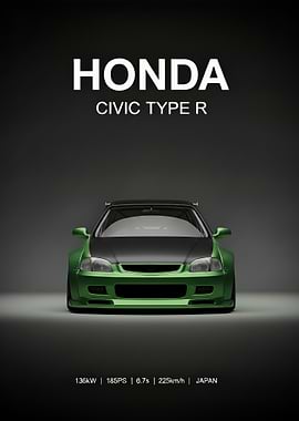 Green Honda Civic R poster