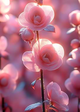 Pink Camellia Flowers in Bloom