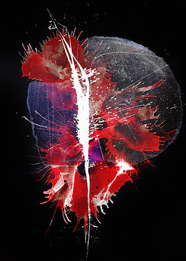 Abstract Red and White Splatter Art