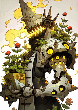 Robot with Flowers and Fire