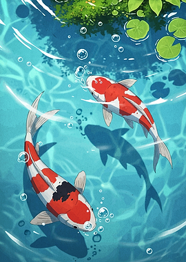 Koi Fish Pond Illustration