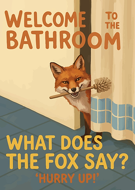 Welcome Bathroom Fox Art