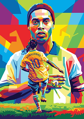 Ronaldinho 10 Colorful Pop Art Illustration
