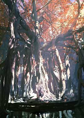 Ancient Tree and Solitary Figure