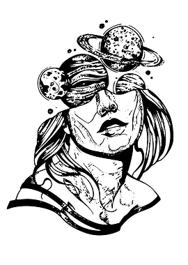 Planetary Mind: Abstract Portrait Illustration
