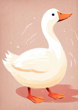 Illustration of a White Duck