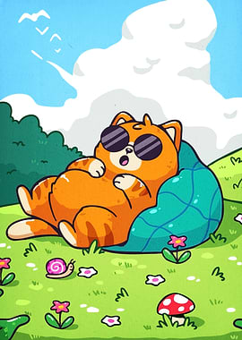 Cool Cat Relaxing in Nature