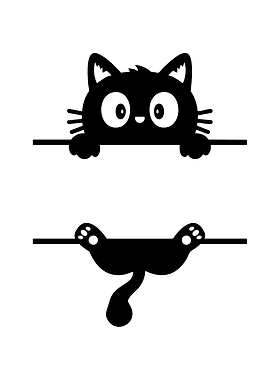 Black Cat Peekaboo Silhouette