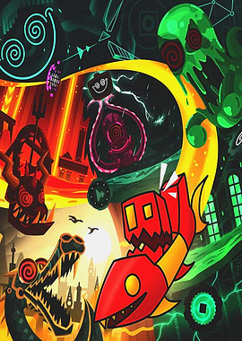 Geometry Dash Inspired Abstract Art