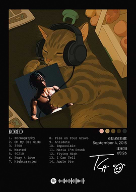 Cat listening to Travis Scott's Rodeo