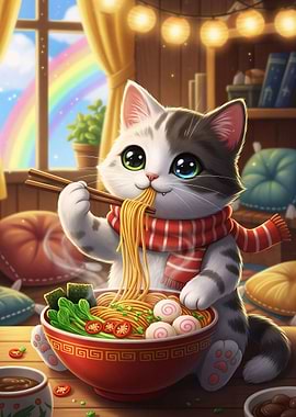 Ramen Whiskers Cozy Cat & Noodles