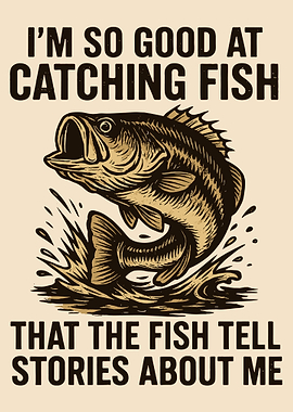 Funny Fishing Quote Poster Fisherman Wall Art I’m So Good at Catching Fish Print