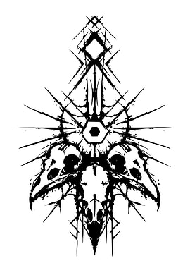 Abstract Black and White Skull Design