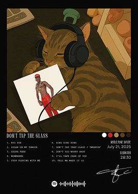 Cat with Headphones Album Cover Art