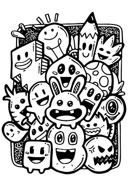 Black and White Doodle Characters