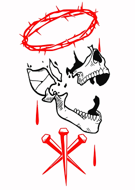 Skull, Crown of Thorns, and Nails