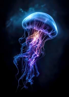 Glowing Jellyfish in Dark Water
