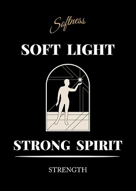 Softness, Light, Spirit, Strength - “Black Edition – Bold White Text Motivational Poster”