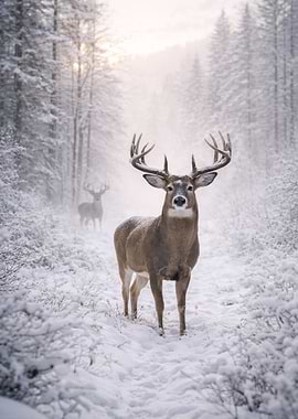 Deer in Winter Wonderland