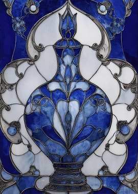 Blue and White Porcelain Stained Glass Vase