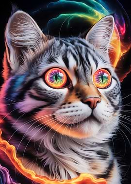 Psychedelic Cat Portrait