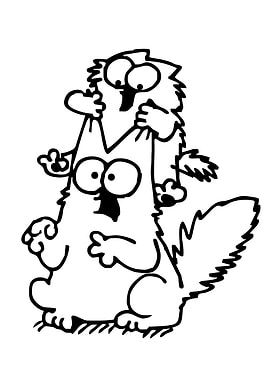 Two Cartoon Cats in Black and White