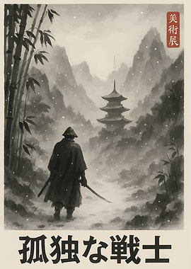 Lone Warrior in Snowy Landscape
