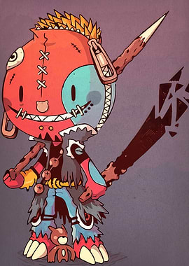 Cartoon Monster with Bat