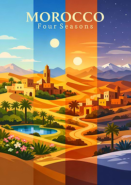 Morocco Four Seasons Travel Poster