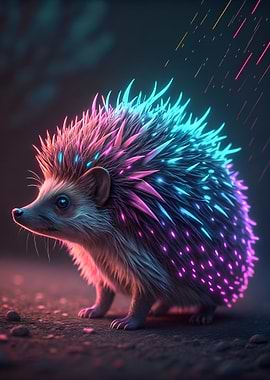 Neon Hedgehog Portrait