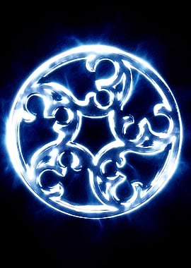 Glowing Blue Ornate Circle Design