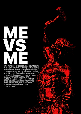 Stoic Black and Red Poster – “Me vs Me”