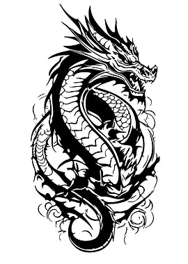Black and White Dragon Illustration