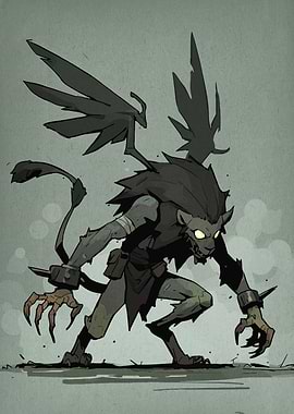 Winged Lion Monster Illustration