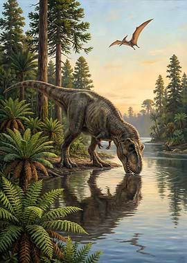 Tyrannosaurus Rex Drinking Water