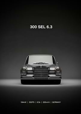 Benz 300 SEL 6.3 car poster