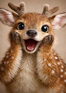 Cute Smiling Fawn Portrait